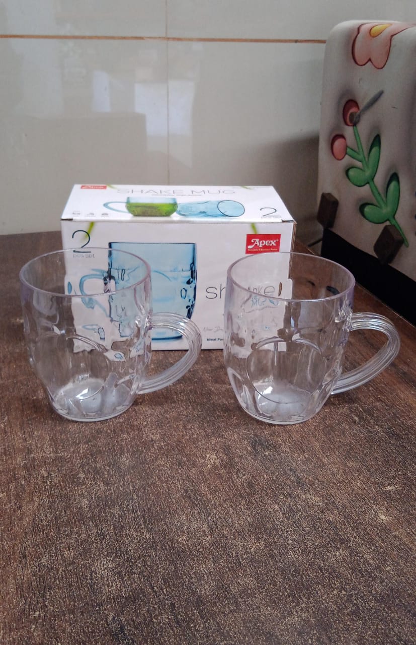 Apex Shake Mug Set ��� 2 Pieces Durable Plastic Mugs (350ml)