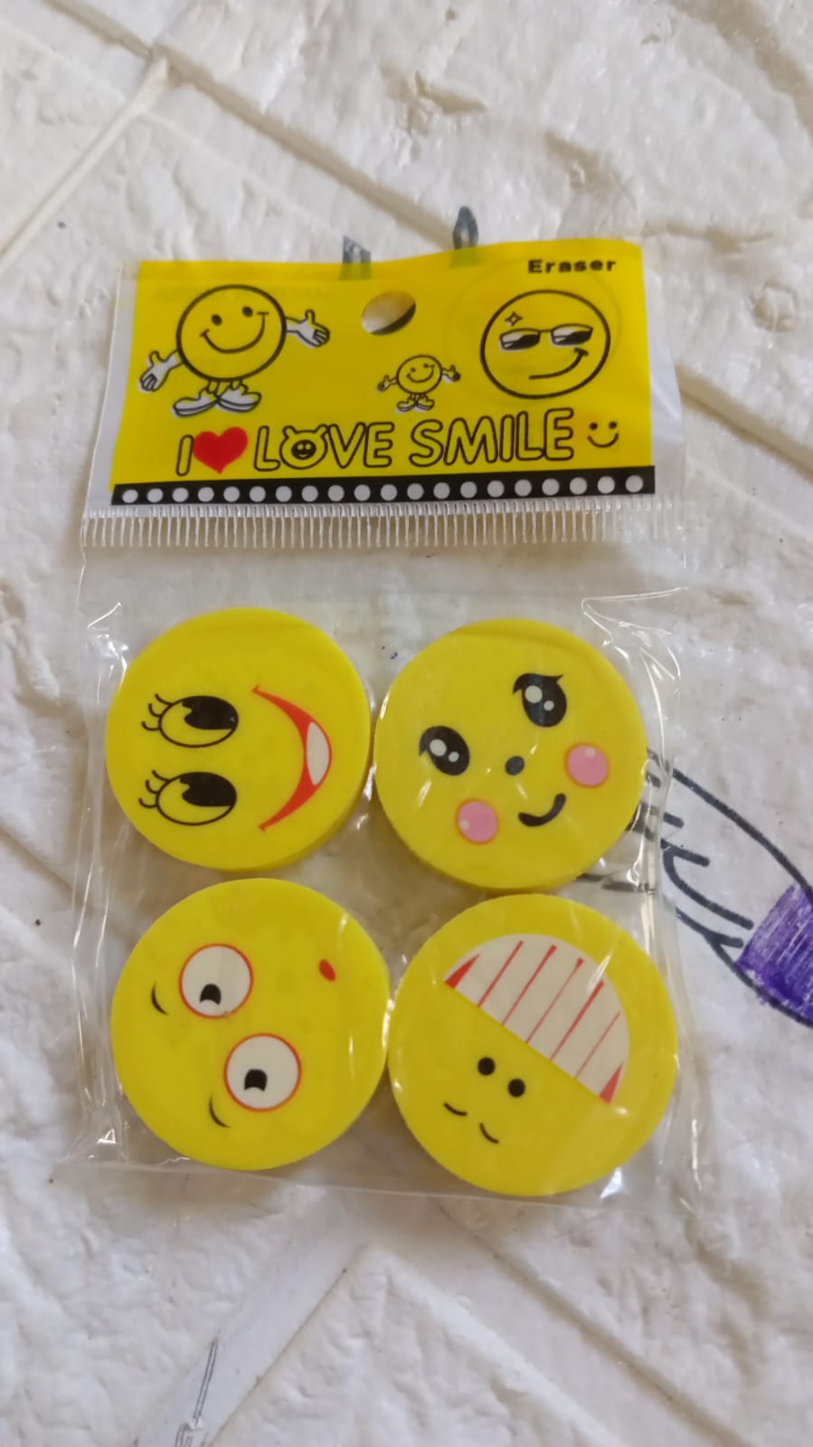 Cute Smile Emoji Eraser Set ��� Perfect for Kids (4p