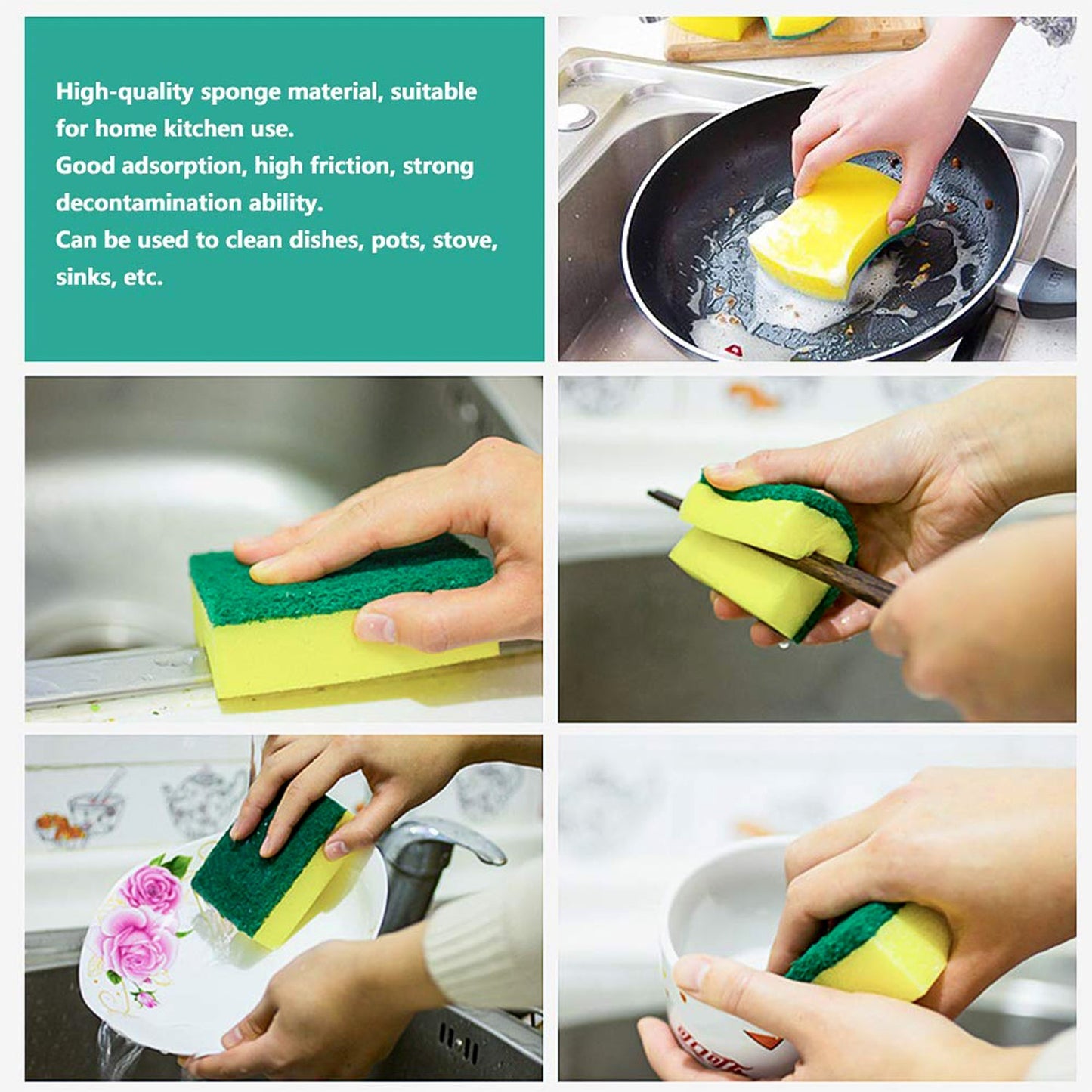 2-in-1 Multi-Purpose Scrub Sponge ��� Wear Resistant Dish & Furniture Cleaner