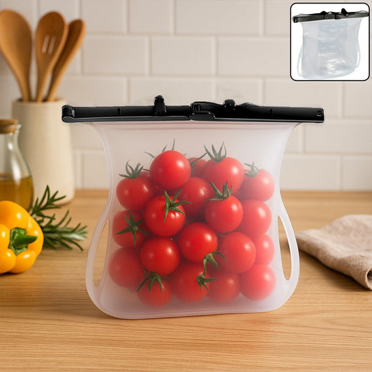 Reusable Silicone Food Storage Bag ��� Leakproof, Flat Bottom, Freezer & Microwave Safe, BPA-Free Snack & Sandwich Bag