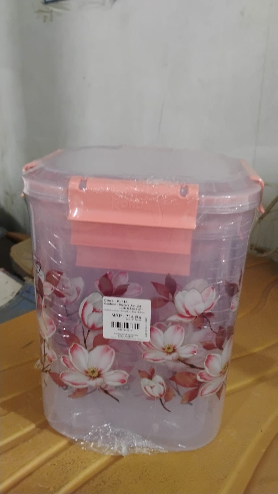 Square 3 Pcs Floral Printed Airtight Storage Container Set ��� Approx 2.8 Ltr, 4.5 Ltr, 6.9 Ltr (3 Pc