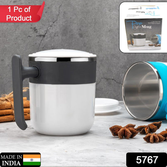 Stainless Steel Insulated Coffee/Tea Mug with Lid ��� Double Wall Hot Beverage Travel Cup, Milk Mug for Office & Home Use