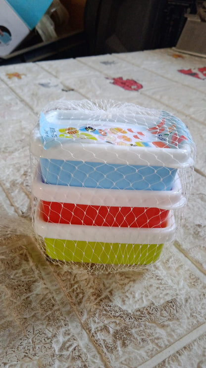 3-Piece Multicolor Airtight Container Set ��� Rectangular Food & Fridge S