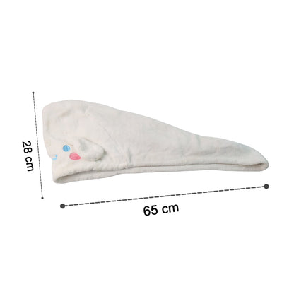 Soft Microfiber Cartoon Design Hair Drying Towel Wrap with Button Closure (1 Pc)