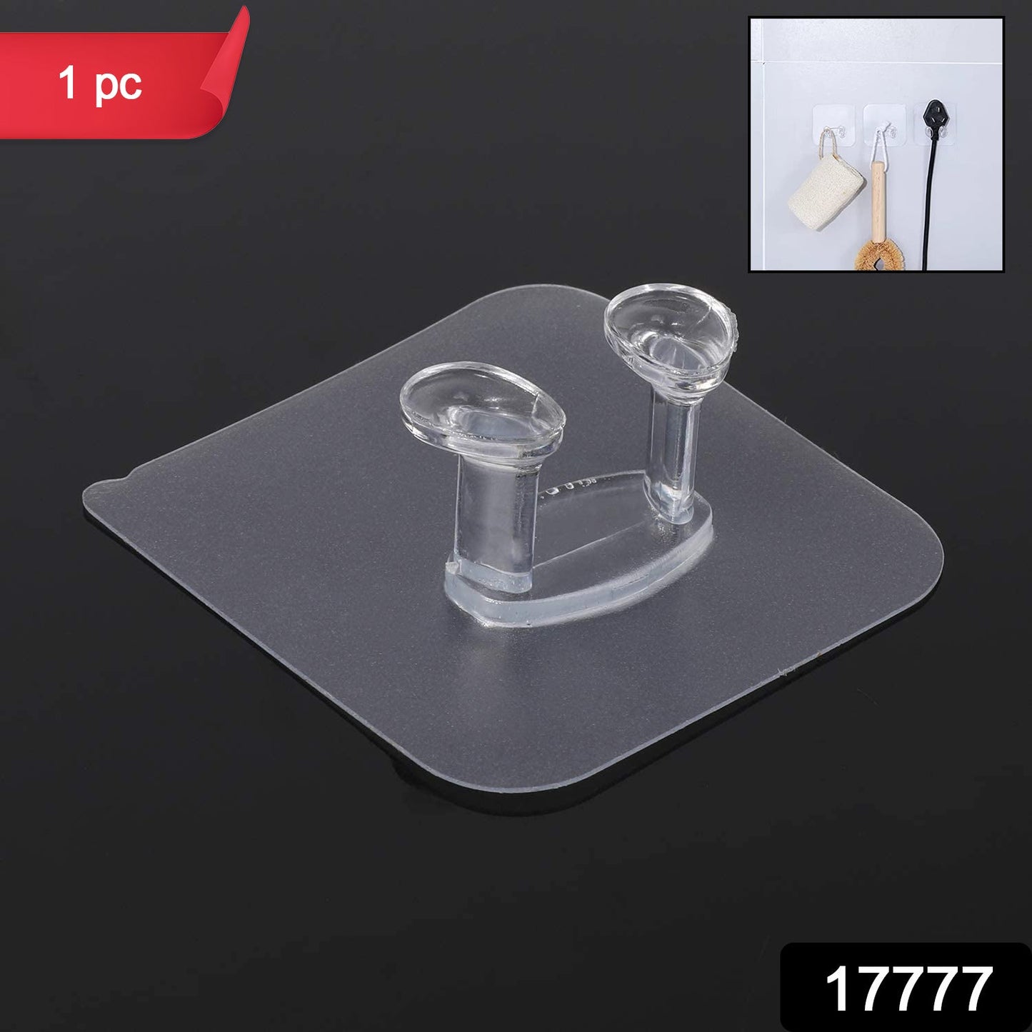 Transparent Self-Adhesive Wall Hook ��� Drill-Free, Waterproof & Oil-Proof for Toothbrush, Socket
