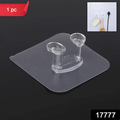 Transparent Self-Adhesive Wall Hook ��� Drill-Free, Waterproof & Oil-Proof for Toothbrush, Socket