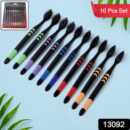 Soft Toothbrush With Plastic Round Box for Men and Women, Kids, Adults��Plastic Toothbrush (10 pcs