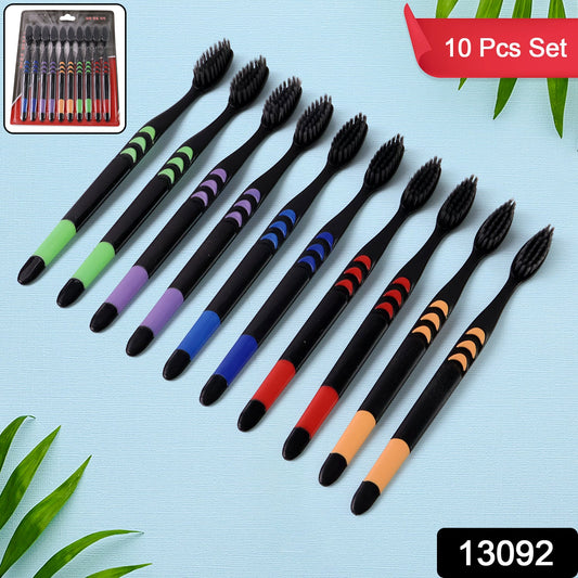 Soft Toothbrush With Plastic Round Box for Men and Women, Kids, Adults��Plastic Toothbrush (10 pcs