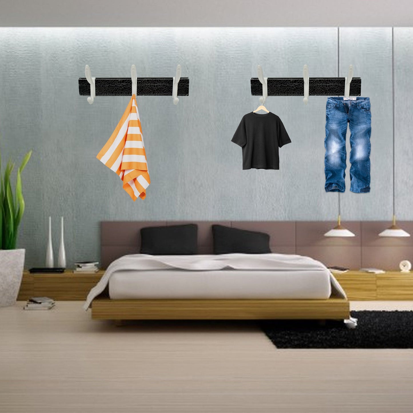 Wall Mounted Coat Hanger Rack ��� 6 Hooks for Clothes, Jackets
